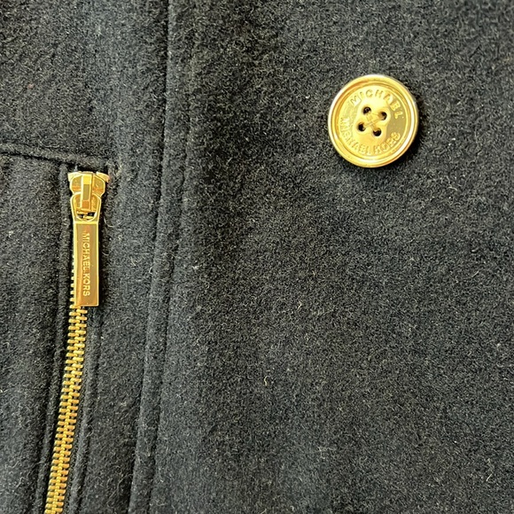 Michael Kors Women’s double-breasted peacoat- Navy w/ gold buttons/zippers, sz 6 - Picture 2 of 4